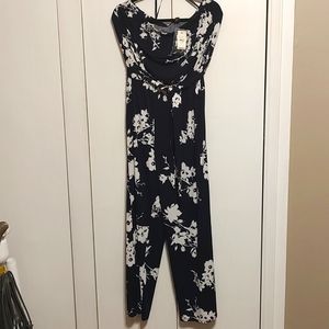 Navy and white jumpsuit